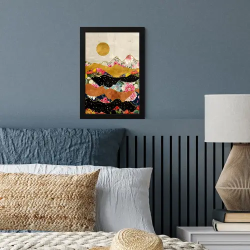 Goud - Bloemen - Print - Abstract - Landschap - Patronen fotolijst zwart zonder passe partout klein -sfeer3