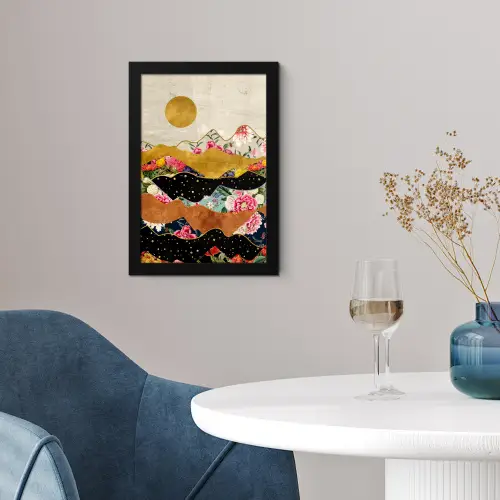 Goud - Bloemen - Print - Abstract - Landschap - Patronen fotolijst zwart zonder passe partout klein -sfeer4