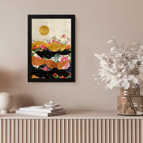 Goud - Bloemen - Print - Abstract - Landschap - Patronen fotolijst zwart zonder passe partout klein -sfeer5