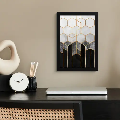 Goud - Hexagon - Chic - Patronen - Luxe fotolijst zwart zonder passe partout klein -sfeer1
