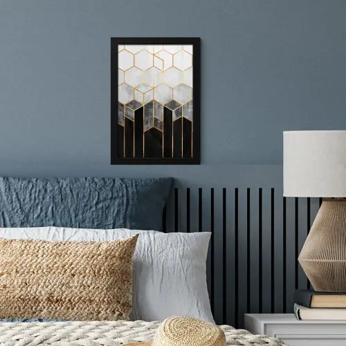 Goud - Hexagon - Chic - Patronen - Luxe fotolijst zwart zonder passe partout klein -sfeer3