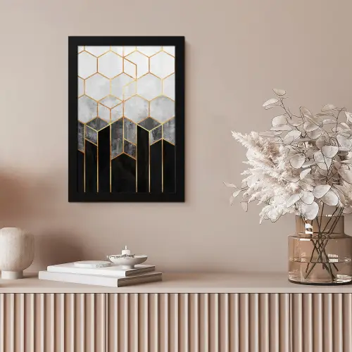 Goud - Hexagon - Chic - Patronen - Luxe fotolijst zwart zonder passe partout klein -sfeer5