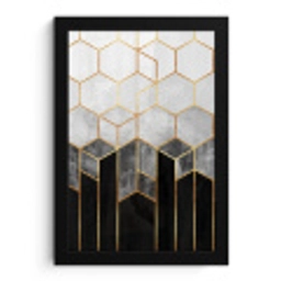 Goud - Hexagon - Chic - Patronen - Luxe fotolijst zwart zonder passe partout klein -3d