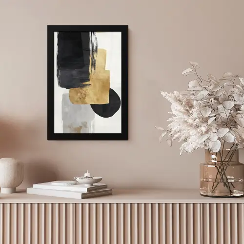 Goud - Rechthoeken - Cirkels - Abstract fotolijst zwart zonder passe partout klein -sfeer5