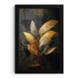 Gouden Bladcompositie – Botanische Luxe fotolijst zwart zonder passe partout klein -3d