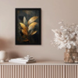 Gouden Bladcompositie – Botanische Luxe fotolijst zwart zonder passe partout klein -sfeer5