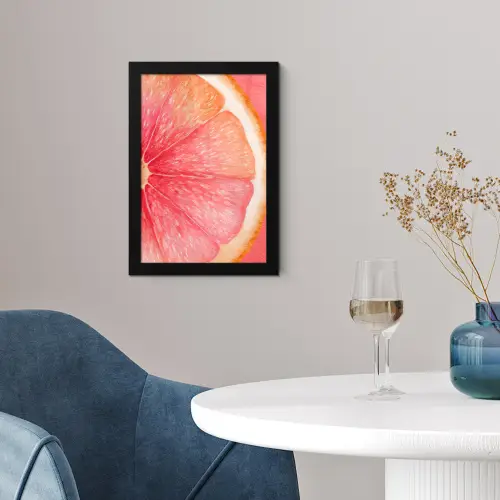 Grapefruit - Roze - Levendig fotolijst zwart zonder passe partout klein -sfeer4