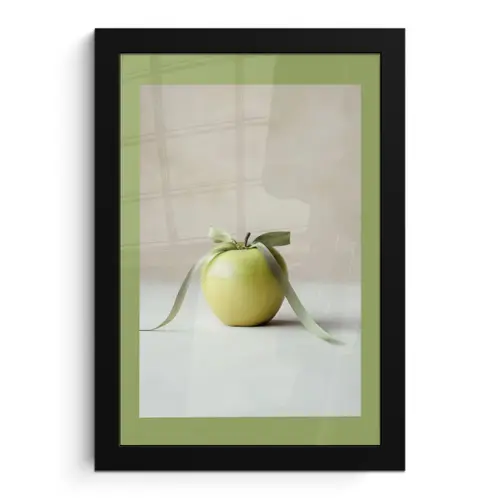 Groen - Appel - Strikje fotolijst zwart zonder passe partout klein -3d