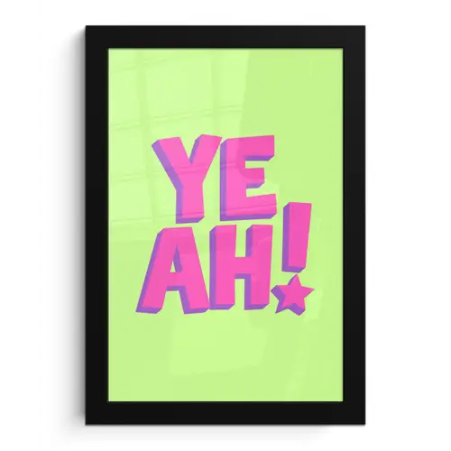Groen - Neon - Quote fotolijst zwart zonder passe partout klein -3d