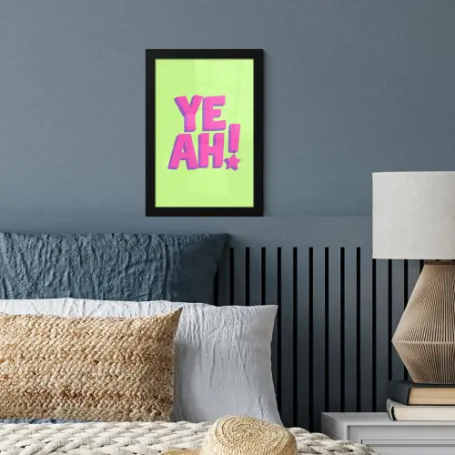 Groen - Neon - Quote fotolijst zwart zonder passe partout klein -sfeer3