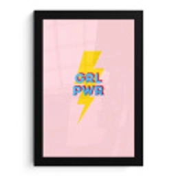 Grl pwr - Bliksem - Roze fotolijst zwart zonder passe partout klein -3d