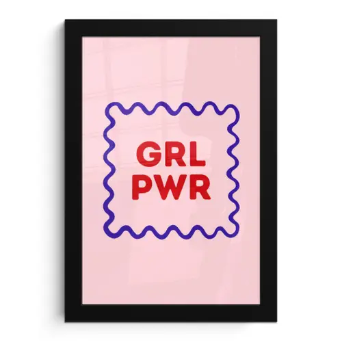 Grl pwr - Roze - Kader fotolijst zwart zonder passe partout klein -3d