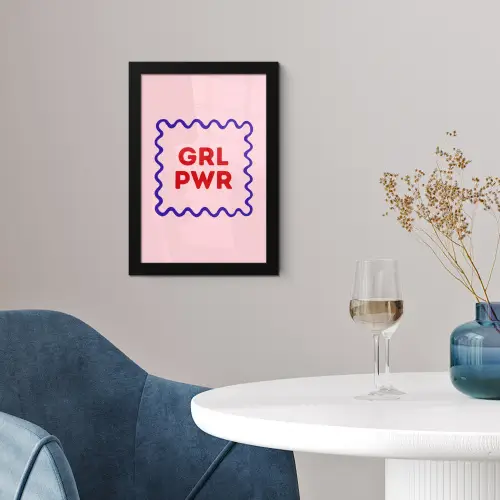 Grl pwr - Roze - Kader fotolijst zwart zonder passe partout klein -sfeer4