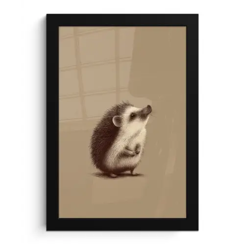 Egel - Snuitje - Bruin - Stekels fotolijst zwart zonder passe partout klein -3d
