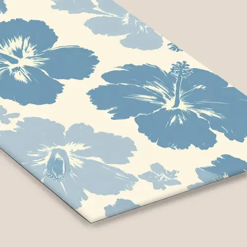 Hibiscusbloemen - Blauw - Patroon - Tropisch fotolijst zwart zonder passe partout klein -zsfeer6