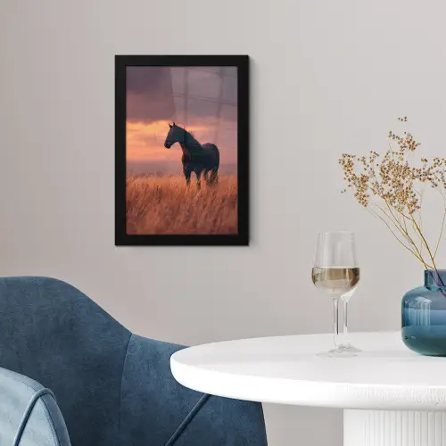 Paard - Wolken - Open veld fotolijst zwart zonder passe partout klein -sfeer4
