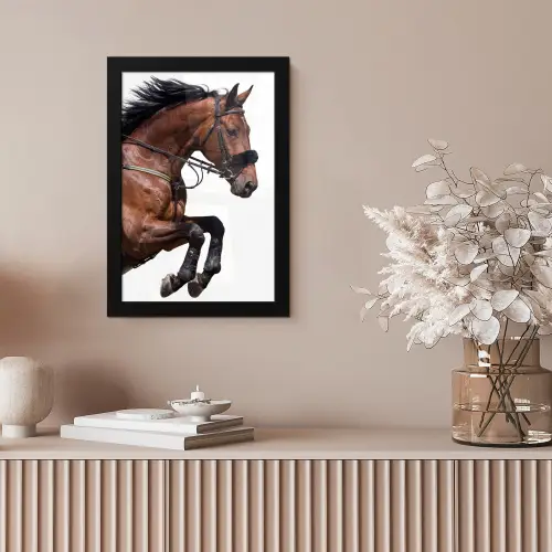 Paard - Springen - Modern fotolijst zwart zonder passe partout klein -sfeer5