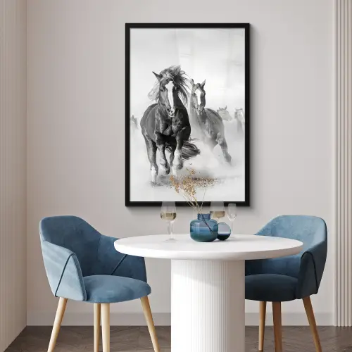 Paarden - Dieren - Illustratie fotolijst zwart zonder passe partout groot -sfeer4