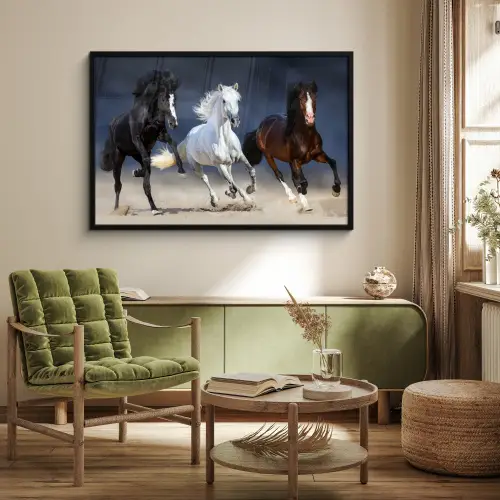 Paarden - Dieren - Zand fotolijst zwart zonder passe partout xxl -sfeer1