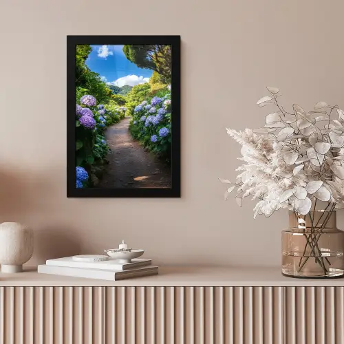 Hortsensia - Pad - Bloemen fotolijst zwart zonder passe partout klein -sfeer5