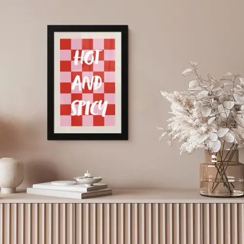 Hot - Spicy - Geruit - Rood fotolijst zwart zonder passe partout klein -sfeer5