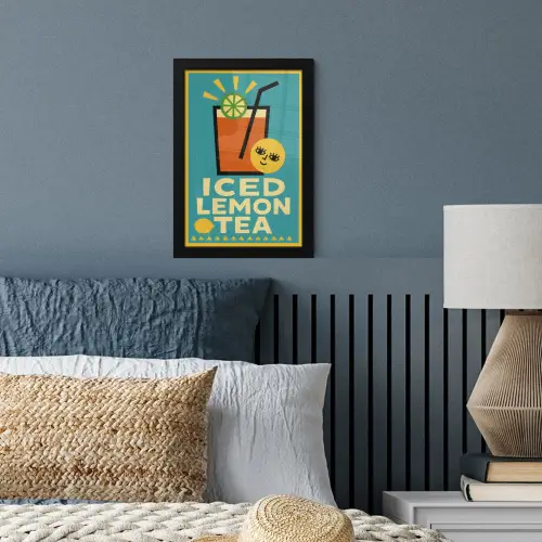 Ijsthee - Illustratie - Blauw - Citroen fotolijst zwart zonder passe partout klein -sfeer3