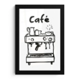Illustratie - Café - Koffiemachine - Kopjes fotolijst zwart zonder passe partout klein -3d