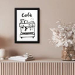 Illustratie - Café - Koffiemachine - Kopjes fotolijst zwart zonder passe partout klein -sfeer5