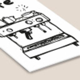Illustratie - Café - Koffiemachine - Kopjes fotolijst zwart zonder passe partout klein -zsfeer6