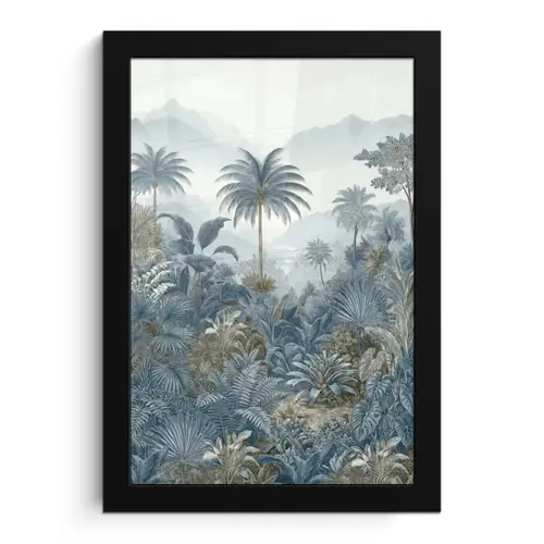Jungle - Landschap - Blauw fotolijst zwart zonder passe partout klein -3d