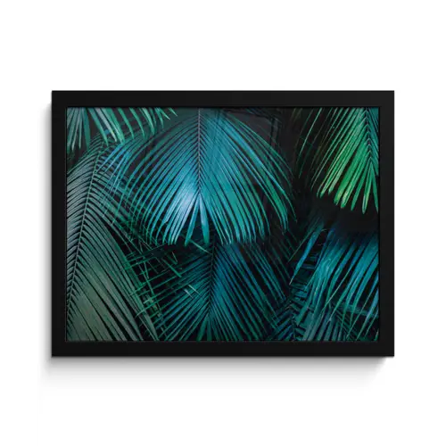 Inductie mat - Jungle - Inductie beschermer - Palmblad - Natuur fotolijst zwart zonder passe partout klein -3d