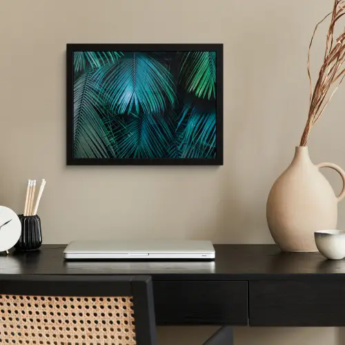 Inductie mat - Jungle - Inductie beschermer - Palmblad - Natuur fotolijst zwart zonder passe partout klein -sfeer1