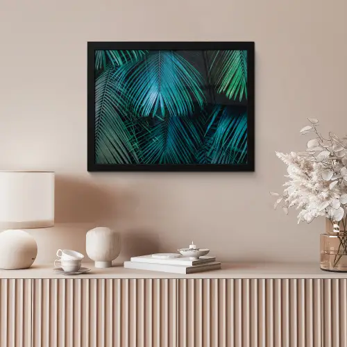 Inductie mat - Jungle - Inductie beschermer - Palmblad - Natuur fotolijst zwart zonder passe partout klein -sfeer5