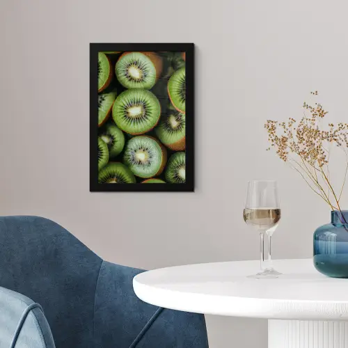 Kiwi - Fruit - Groen fotolijst zwart zonder passe partout klein -sfeer4