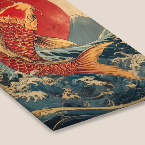 Koi - Zee - Golven - Zon fotolijst zwart zonder passe partout klein -zsfeer6