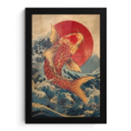 Koi - Zee - Golven - Zon fotolijst zwart zonder passe partout klein -3d