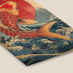 Koi - Zee - Golven - Zon fotolijst zwart zonder passe partout klein -zsfeer6