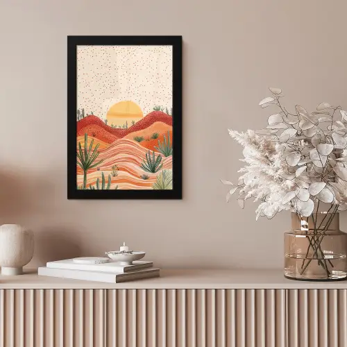 Landschap - Heuvels - Zonsondergang fotolijst zwart zonder passe partout klein -sfeer5