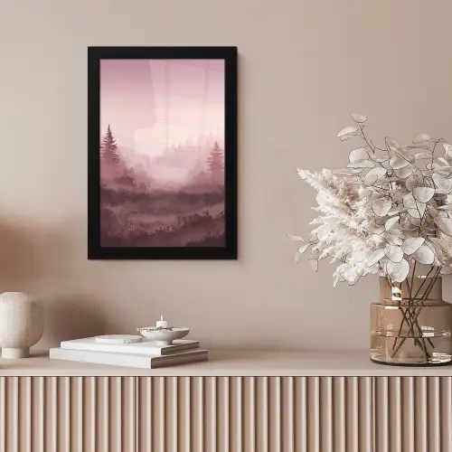 Landschap - Mistig - Roze fotolijst zwart zonder passe partout klein -sfeer5