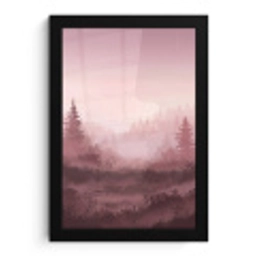 Landschap - Mistig - Roze fotolijst zwart zonder passe partout klein -3d
