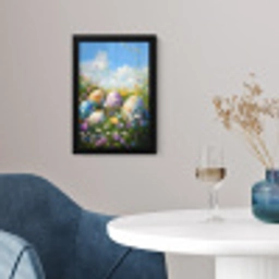Grasveld - Eieren - Bloemen fotolijst zwart zonder passe partout klein -sfeer4