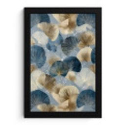Bladeren - Abstract - Goud - Blauw fotolijst zwart zonder passe partout klein -3d