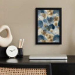 Bladeren - Abstract - Goud - Blauw fotolijst zwart zonder passe partout klein -sfeer1