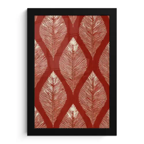 Bladeren - Rood - Elegant fotolijst zwart zonder passe partout klein -3d
