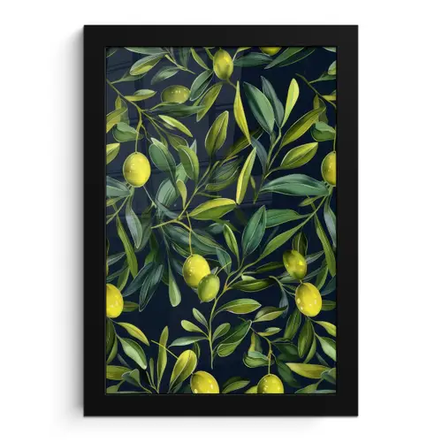 Citroenen - Bladeren - Natuurlijk fotolijst zwart zonder passe partout klein -3d