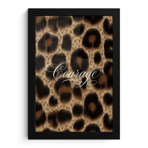 Luipaardprint - Bruin - Courage - Sierlijk fotolijst zwart zonder passe partout klein -3d