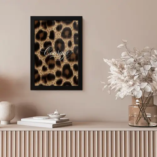 Luipaardprint - Bruin - Courage - Sierlijk fotolijst zwart zonder passe partout klein -sfeer5
