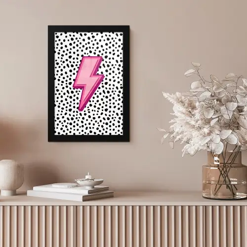 Bliksem - Roze - Stippen fotolijst zwart zonder passe partout klein -sfeer5
