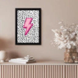 Bliksem - Roze - Stippen fotolijst zwart zonder passe partout klein -sfeer5