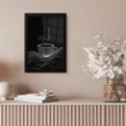 Lijntekening - Koffiekop - Zwart fotolijst zwart zonder passe partout klein -sfeer5